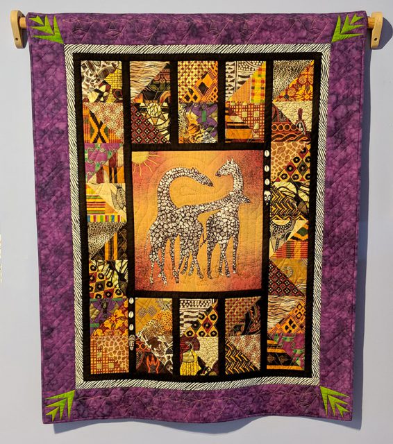 Anne Emslie received a third place recognition for her wall quilt titled "Hanging Out on the Serengeti" during the DFAC #SMF Awards ceremonies.
